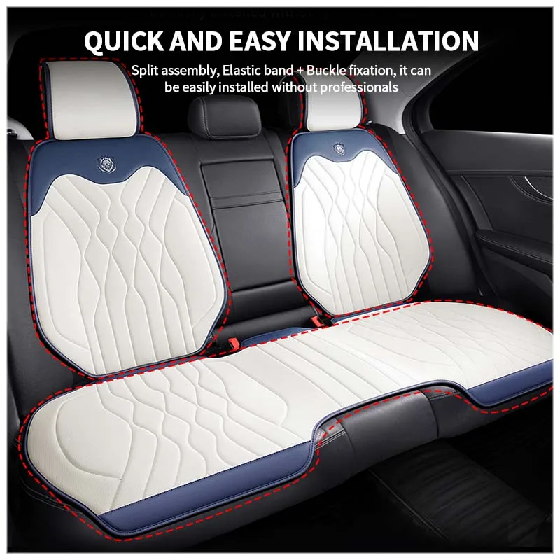 Car Seat Cover Ice Silk + Leather Breathable Non-slip Support Seat Cushion Four Seasons Universal Car Interior Seat Accessories