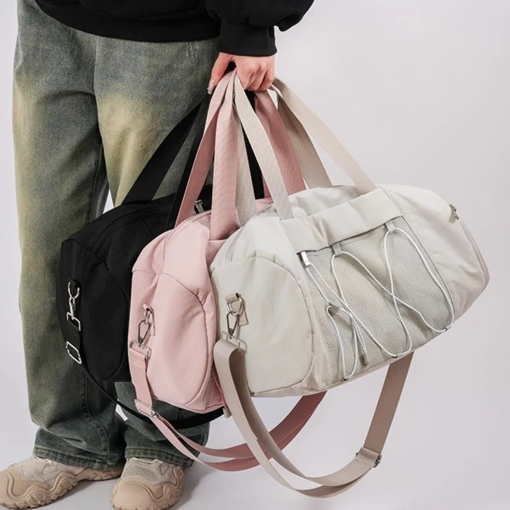 Portable Large Capacity Travel Bags with Shoe Pocket Solid Color Gym Tote Bag Nylon Dry Wet Separation Fitness Handbag