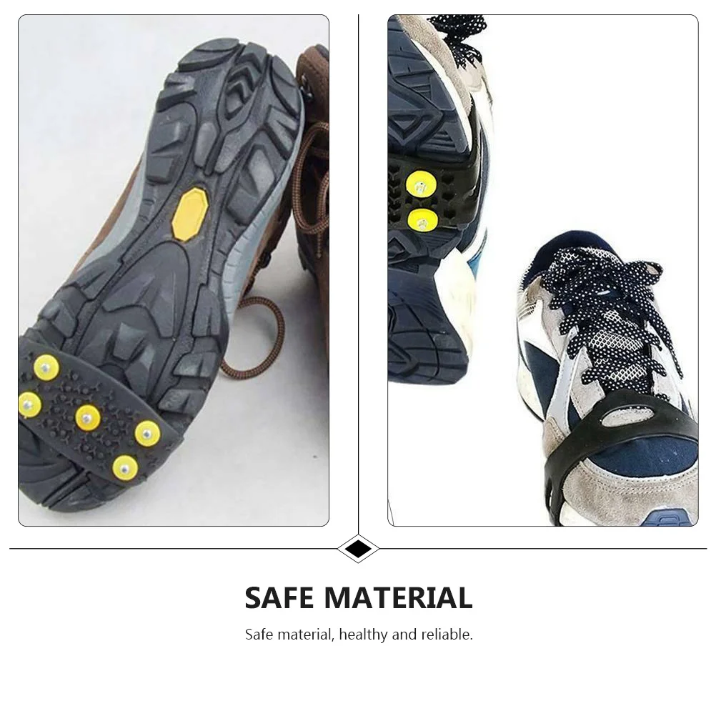 

2Pairs Anti-Slip Shoe Covers Silicone Black Lightweight Easy Carry Hard Anti-Slip Nails Flexible Band Fit All Shoes Ice Fishing