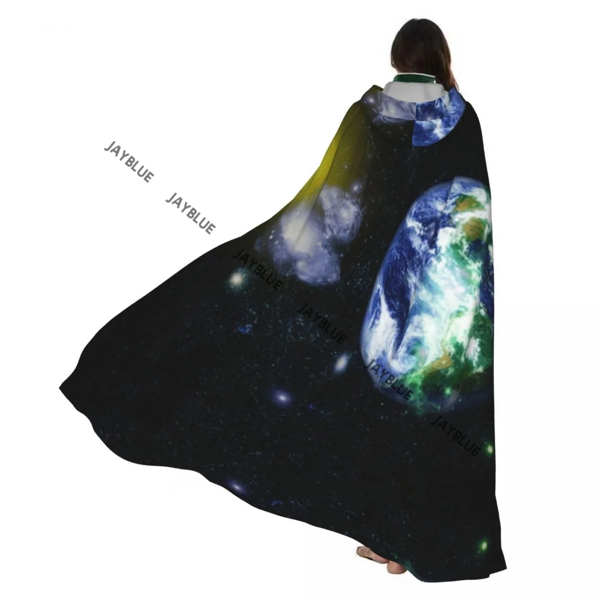 

Плащ с капюшоном Planet Earth Восточная полусфера, полиэстер, унисекс, накидка ведьмы, аксессуар для костюма