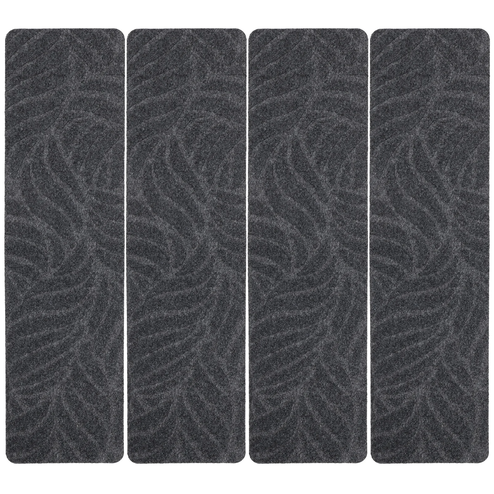 

4 Pcs Non-slip Stair Mat Kids Treads Indoor Polyester Runner Deep Gray Leaves Reusable Self-adhesive TPR Anti-skid for Stairs
