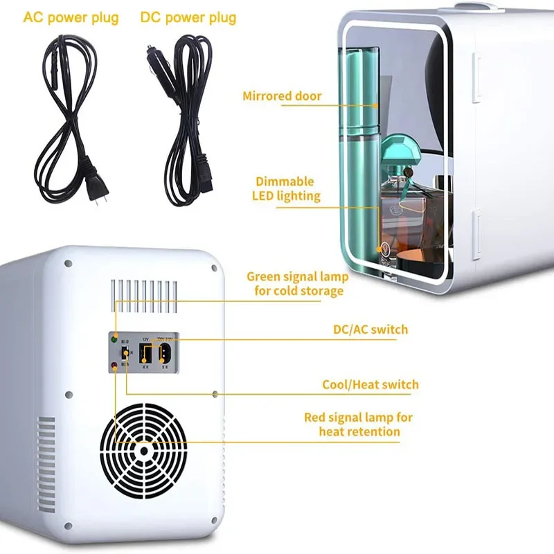 Makeup Mini Fridge Mirror with 6L Portable 2-in-1 Vanity Table with Cooling Storage for Skincare, Cosmetics & Drinks