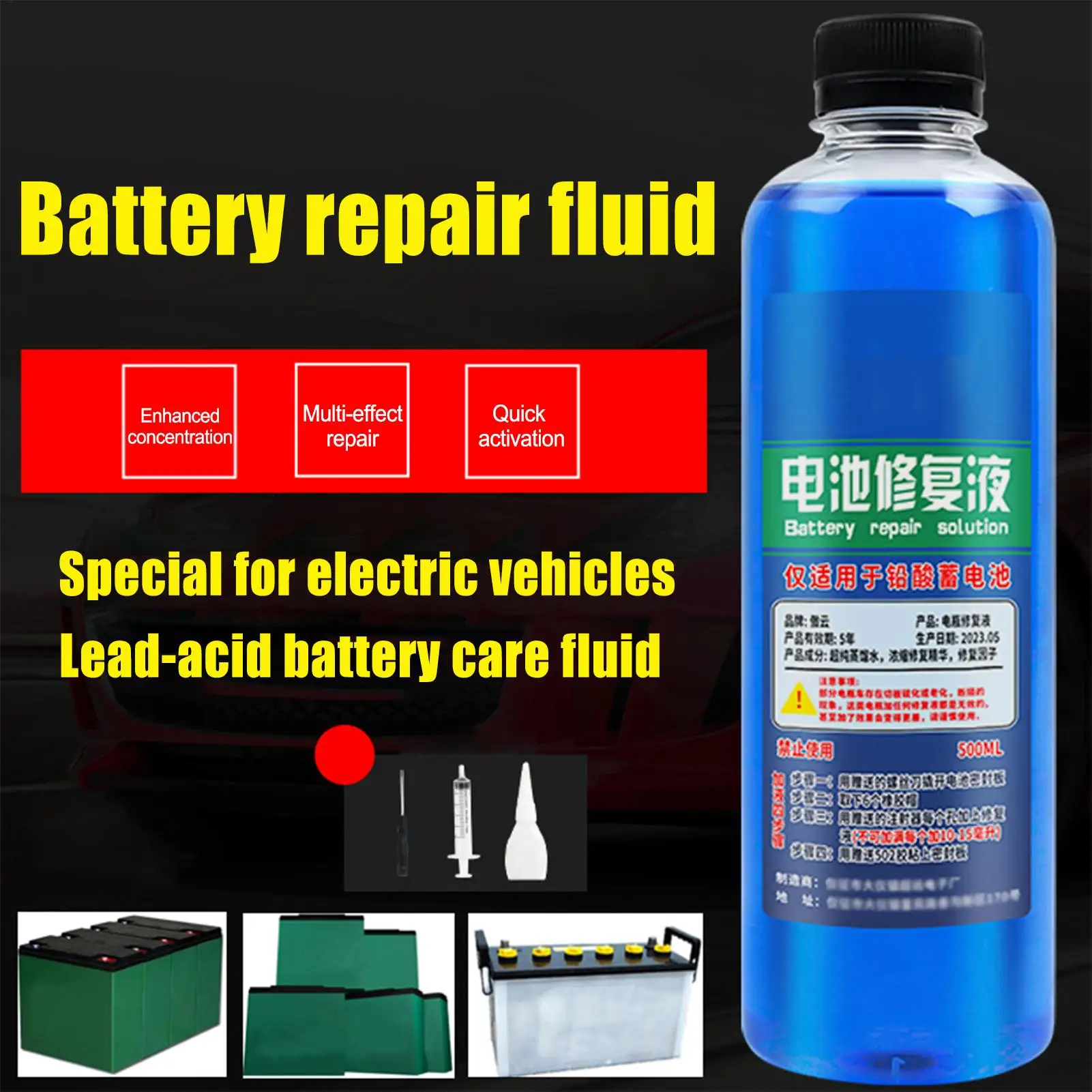 500ml Battery Repair Fluid Optimize Battery Cycles Car Safe Repair Fluid Battery Restore Liquid Efficient Battery Boosting Agent