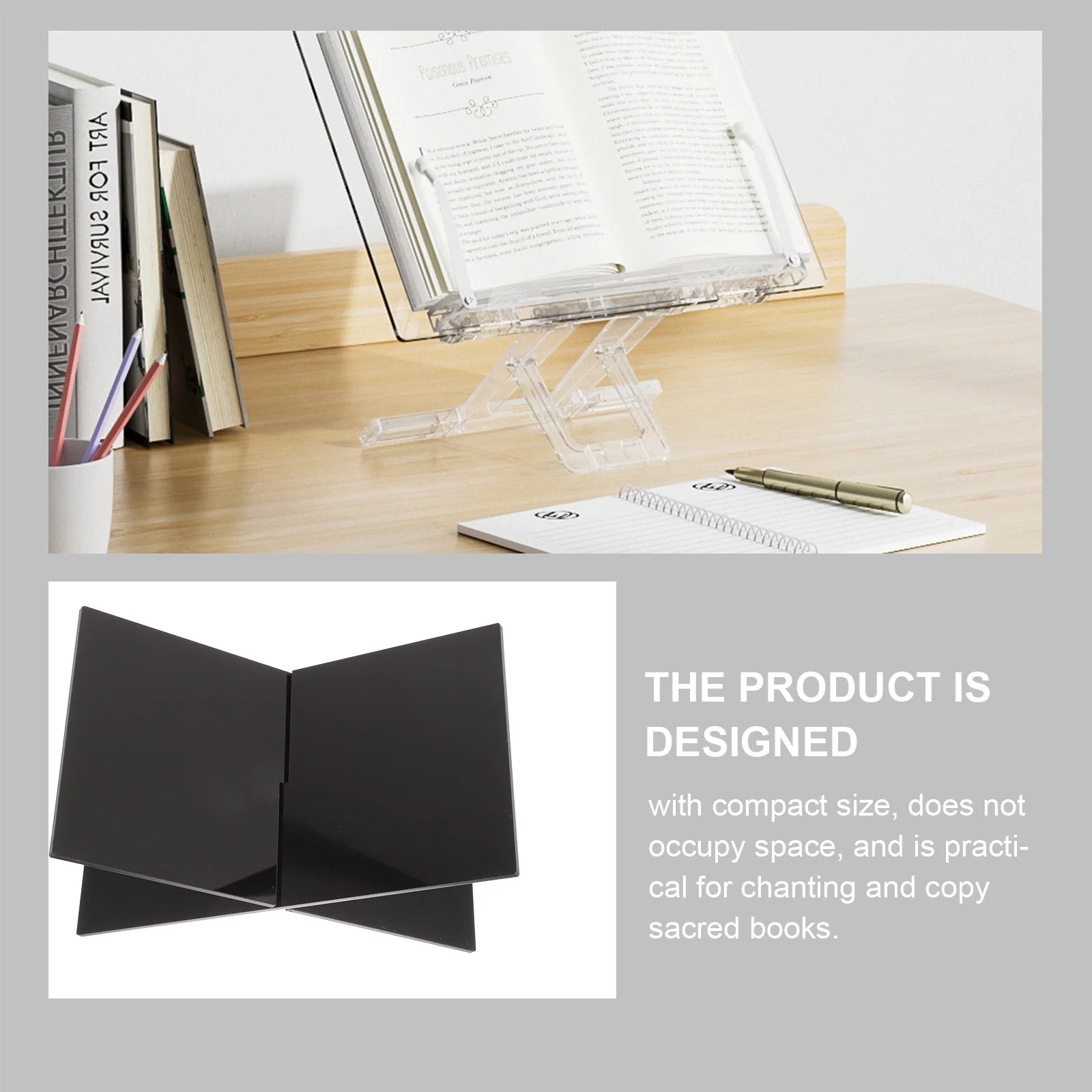 

Acrylic Reading Stand Detachable Multifunction Book Holder for Home Office School Bible Chanting Reading Support