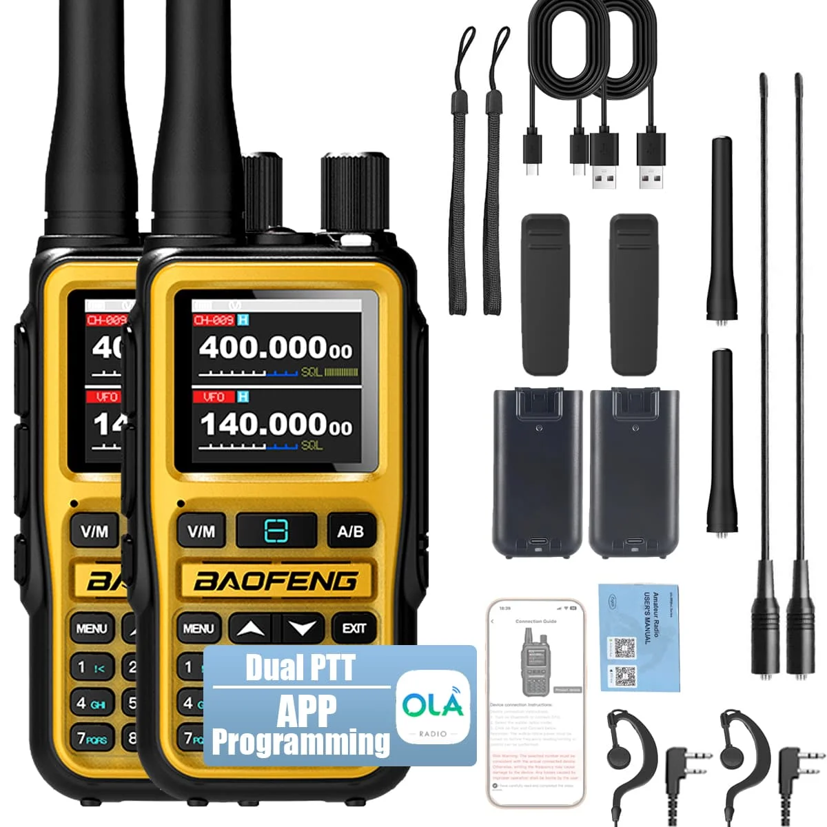 宝峰5rmini無線機-6バンド航空帯域受信-ワイヤレスプログラミング-type-c充電-noaa気象スキャン-ミニ双方向無線機-u