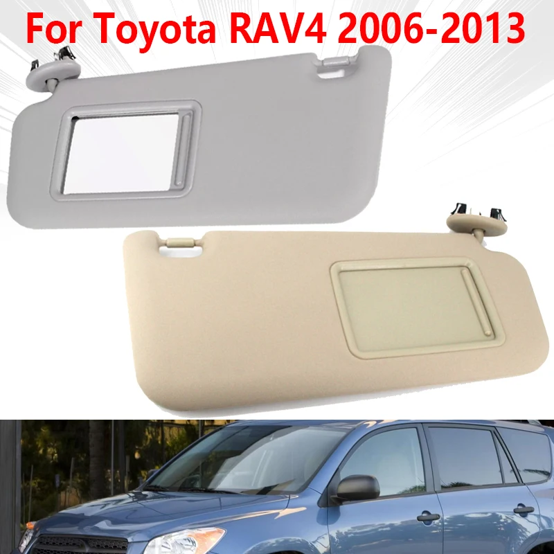 Sunshade Gray/Beige Sun Visor For Toyota RAV4 2006-2013 Car Front Sunvisor Cover Shield Shade With Makeup Mirror 74320-42501-B2