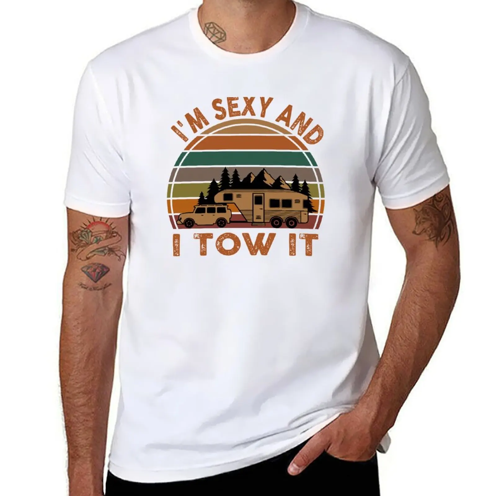

I'm I retro tow Funny sexy gift and it camping T-Shirt Fashion Print Casual Short Sleeve