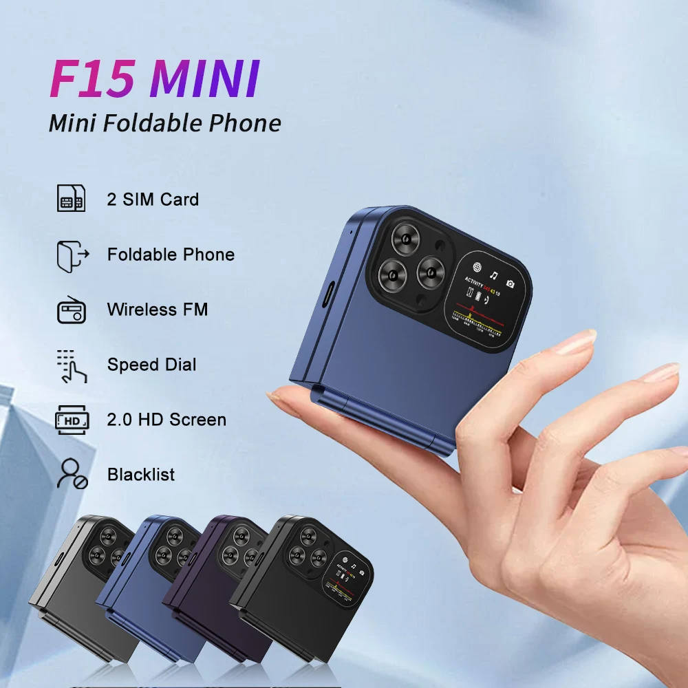 SERVO F15 Mini Flip Mobile Phone 2 SIM GSM Auto Call Record  Magic Voice Speed Dial Blacklist Fold Feature Cellphone Flashlight