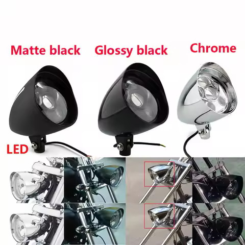 Motorcycle Visor Bullet LED Headlight Lamp Headlamp For Harley Sportster Dyna Softail Bobber Chopper Custom XL883 1200