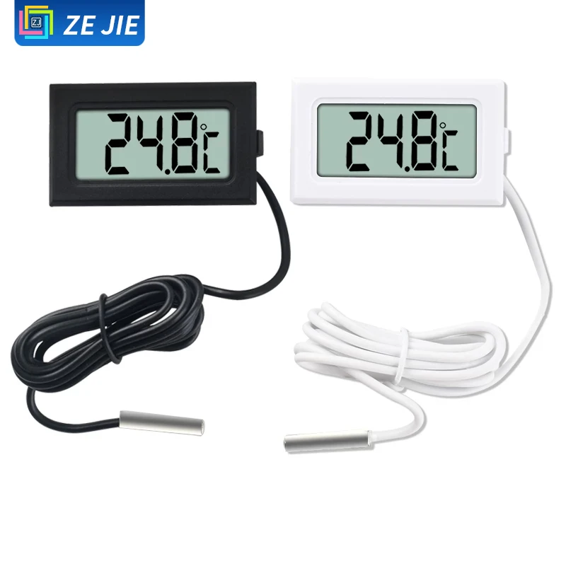 Digital Thermometer with Probe, High Precision, Electronic Temperature Sensor for Fish Tank Aquarium & Breeding, Fridge Thermome