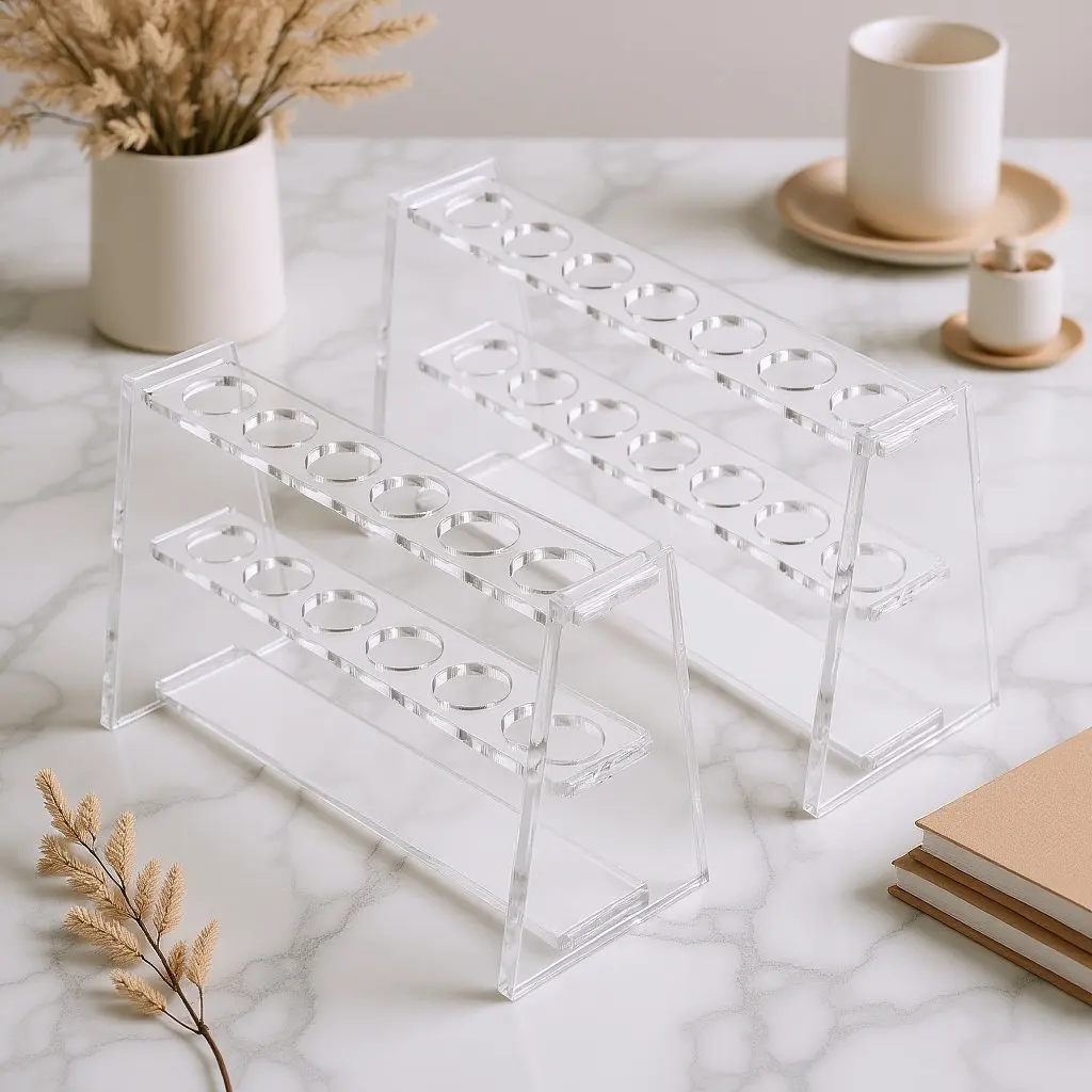 2Pcs Test Tube Rack Acrylic Clear Centrifuge Tube Stand Experiment Lab Organizer Laboratory Glassware Holder Stable Non-Tilt view 6