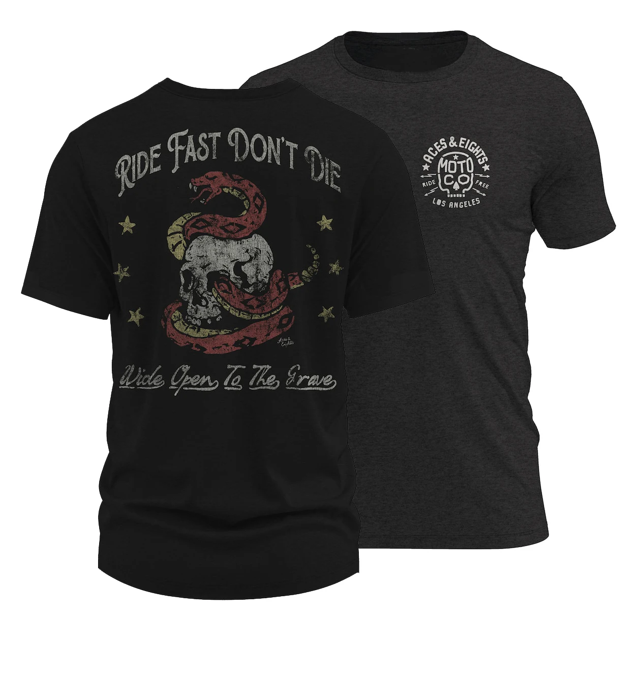 

Винтажная футболка Ride Fast Don't Die со змеиным черепом, мотоциклист, футболка из 100% хлопка с круглым вырезом и коротким рукавом, повседневная мужская футболка