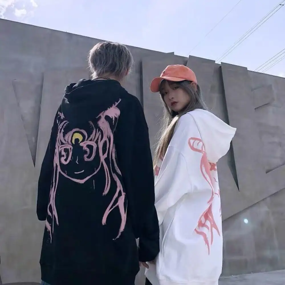 Sailor Moons Hoodie Fall Winter Zip Up Jacket Women Men Harajuku Graphic Oversized Coat Y2K Clothes Sweatshirt Couple Streetwear