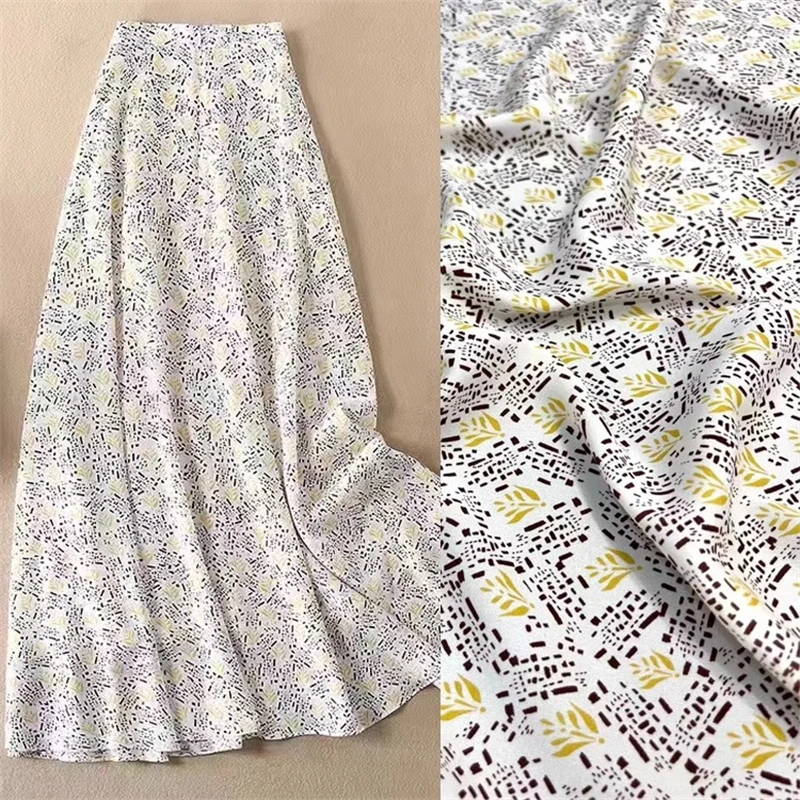 European American Fashion Brands New Silk Elastic Double Qiao Crepe Fabric Silk Luxury Designer Fabric Geometric Floral Patterns