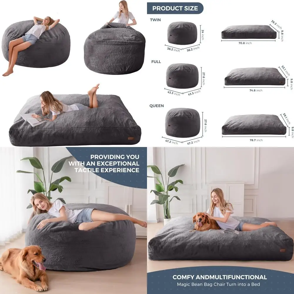 كرسي وسرير بين باج قابل للتحويل بحجم الكبار، يتحول من المتسكعون إلى المرتبة، أريكة أرضية واسعة