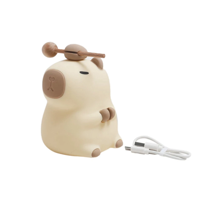 A29M-Capybara lampe de couchage batterie intégrée Animal chevet veilleuse Silicone Capybara forme pépinière lumières pour les enfants