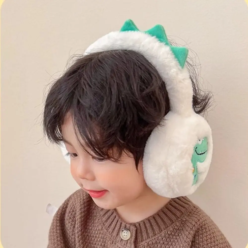 Fashion Little Dinosaur Ear Warmer Cartoon Thickened Kids Earmuffs Soft Collapsible Ear Protection Earflap for Children’s Gifts