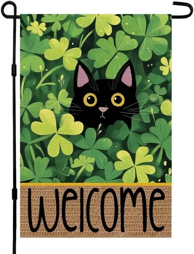 St Paticks Day Cat Garden Flag 12x18 Inch Double Sided for Outside Small Welc... HHP AAL HHM WZZ yyi