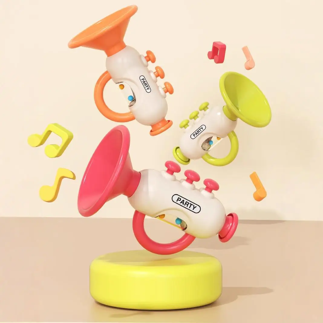 작은 트럼펫 어린이 장난감 아기 블로잉 음악 소리 악기 트럼펫 하모니카 블로잉 소년과 소녀