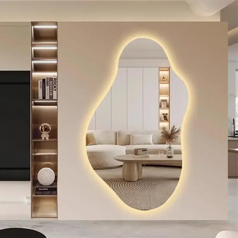 LED Lighted Mirror Minimalist Luxury Wall Mounted Home Living Shatterproof Easy Assembly Sturdy Durable Stable Comfortable