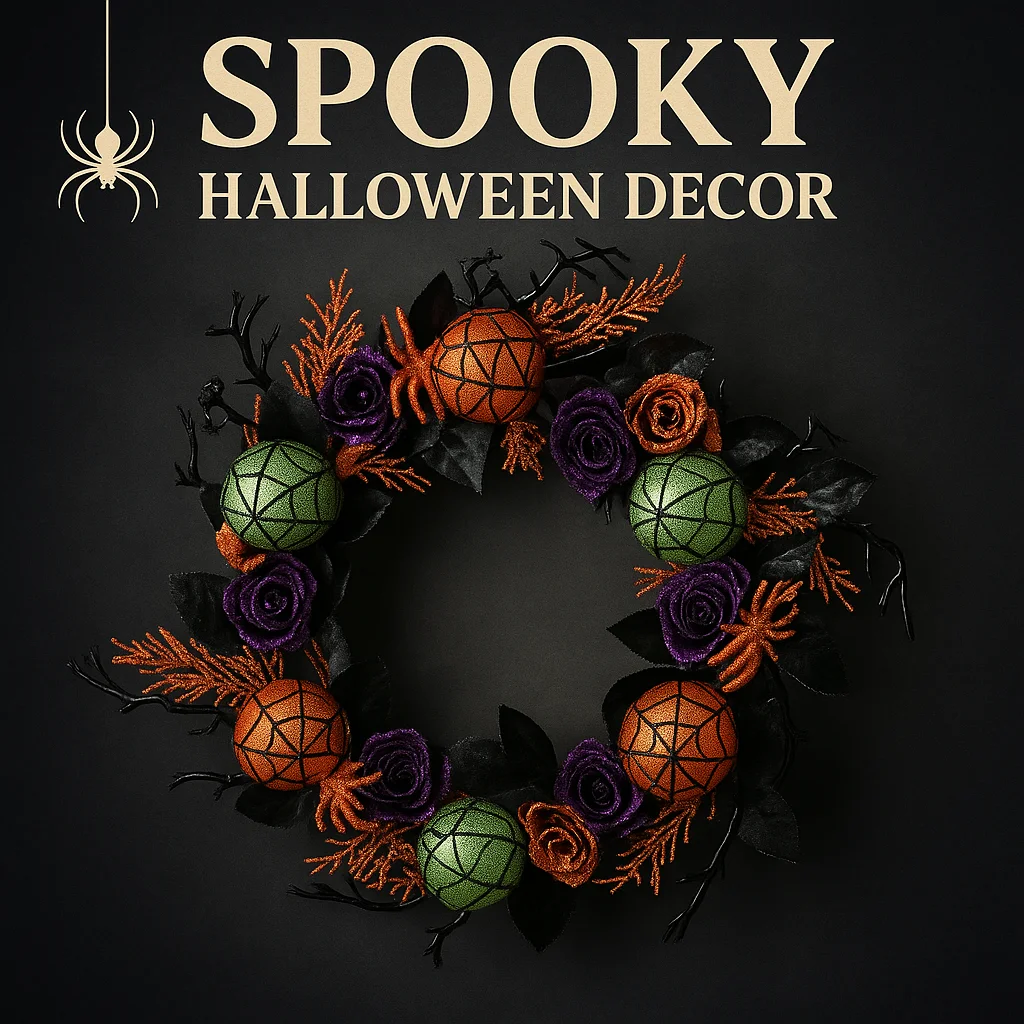 ハロウィンリースローズクモの巣造花クリエイティブガーランドぶら下げフェスティバルポーチ窓外家の装飾