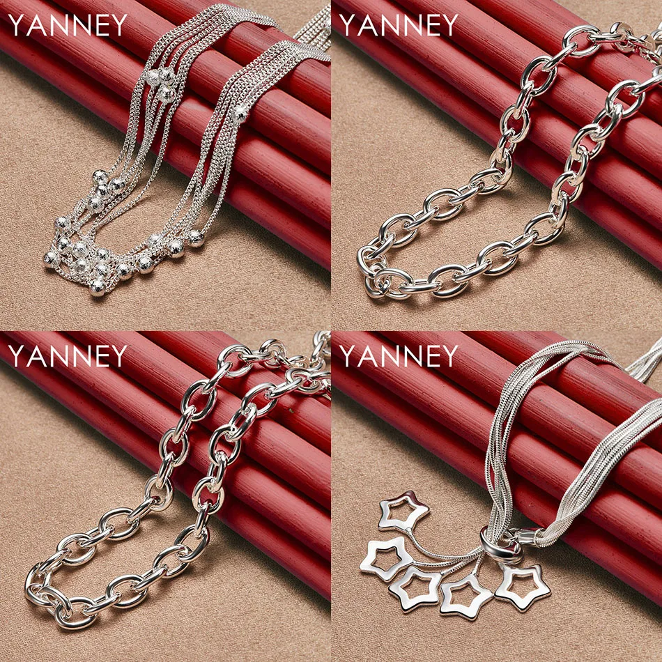 

Fashion 925 Sterling Silver Exquisite Star Beaded Necklace Women Charm Wedding Jewelry Accessories Gift