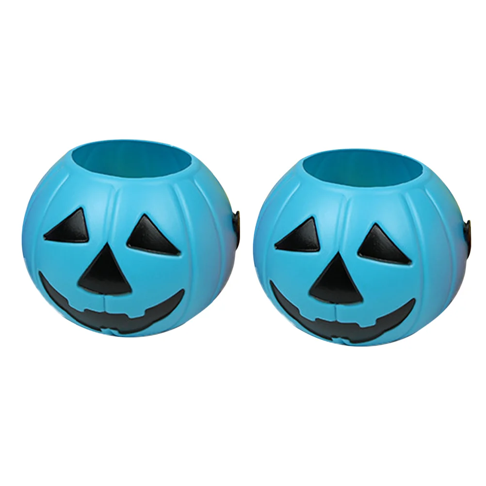 2 Pcs Trick-Or-Treat Bucket Candy Box Bulk Plastic Pumpkins Buckets Barrel Decorate Halloween Holder Portable Child for Party