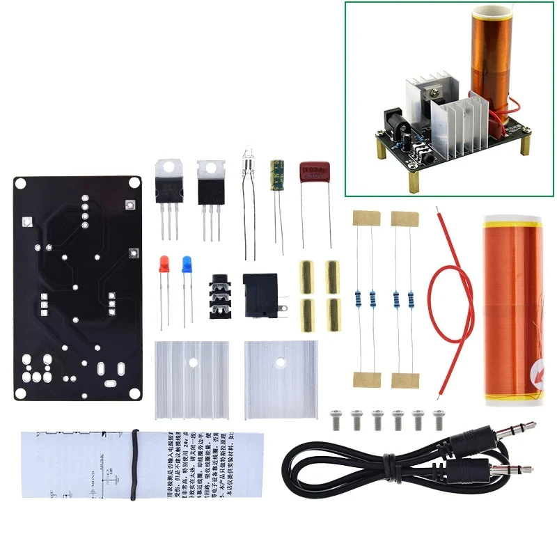 1 Set Mini Tesla Coil Kit 15W Mini Music Tesla Coil Plasma Speaker Tesla Wireless Transmission DC 15-24V DIY Kits