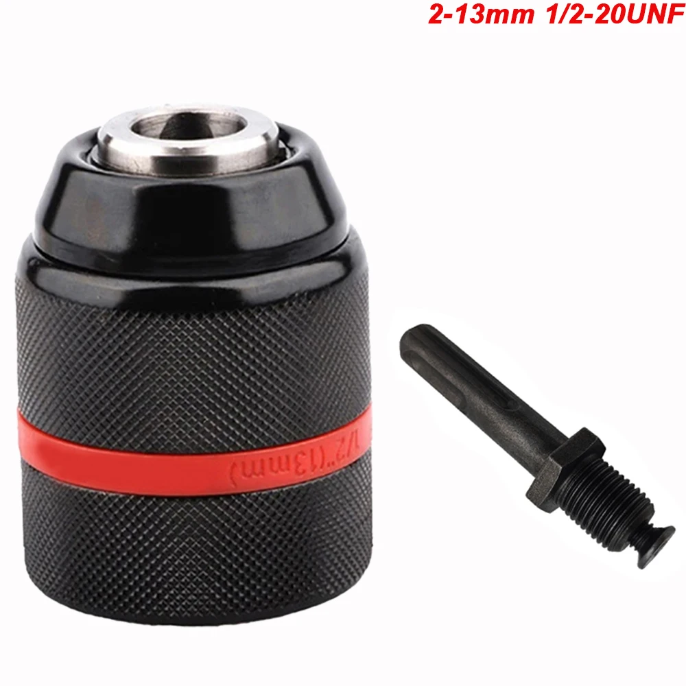 2-13mm Metal Keyless Drill Chuck,With SDS-Plus Shank,Self-locking Ratchet,1/2-20UNF Threaded,Chuck for Drill Bit Screwdriver&Tap