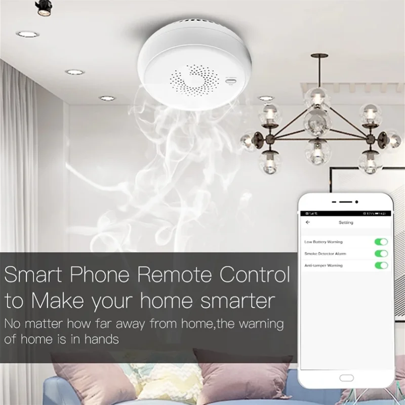 Glomarket Tuya Smart Zigbee Smoke Detector Fire Alarm Sensor Detector Home Security System App Control Smoke Sensor