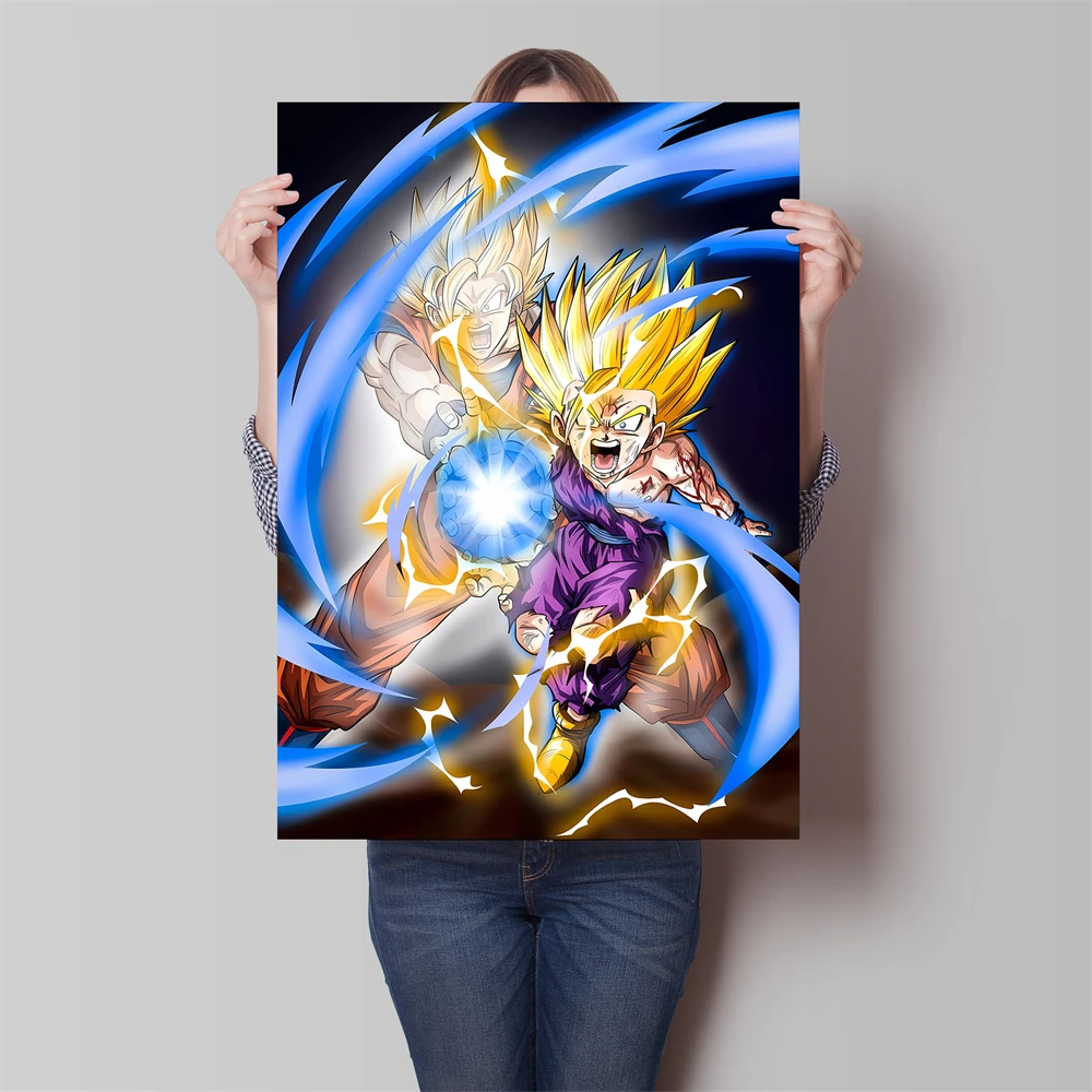 Póster impreso en lienzo de Anime, figuras de Dragon Ball Z, Majin Buu Beerus, decoración de pared para el hogar, habitación, Bar, pintura artística, Retro clásico japonés