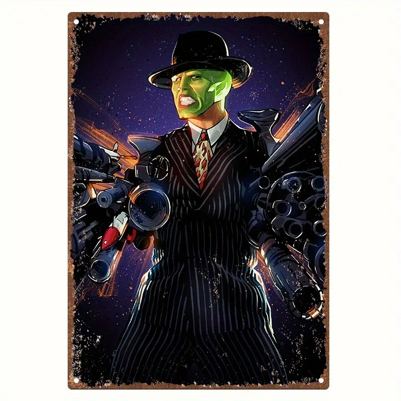 لافتة قصدير معدنية عتيقة - لوحة فنية جدارية مستوحاة من فيلم "القناع"، ألومنيوم، - للمنزل، غرفة المعيشة، الدراسة، ديكور الحرم الجامعي - فريد من نوعه #1