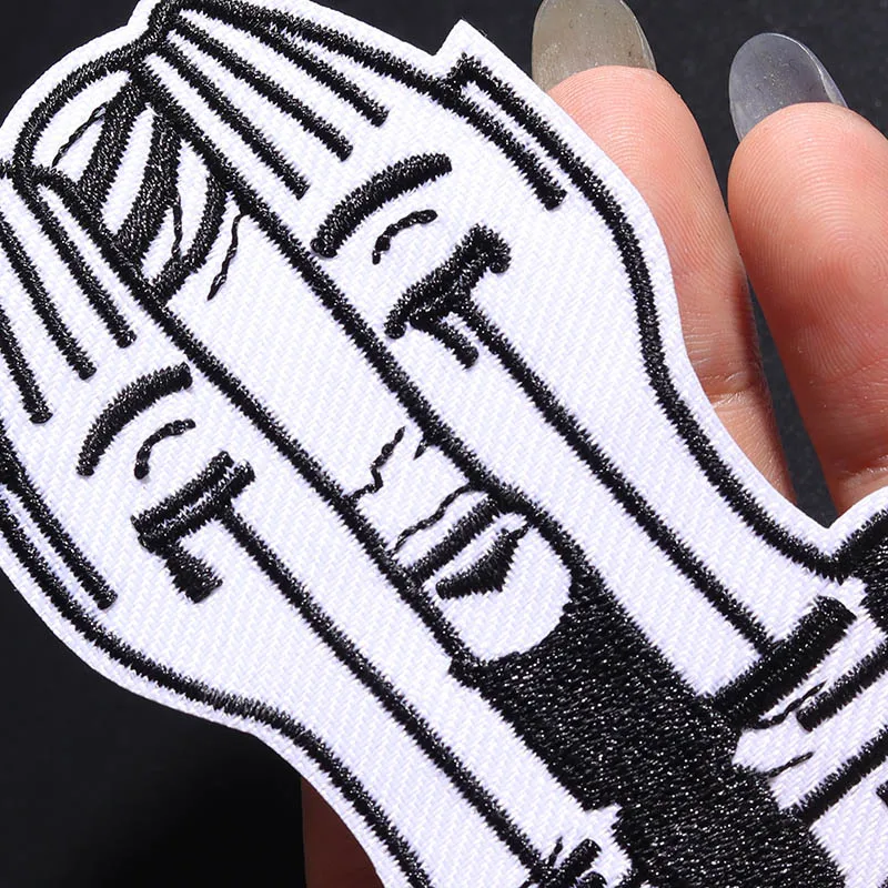 Embroidered Patches for Clothing, Punk Girl with a crying face, Iron-on Appliques, DIY Coat Decoration, Size 7*8.6cm