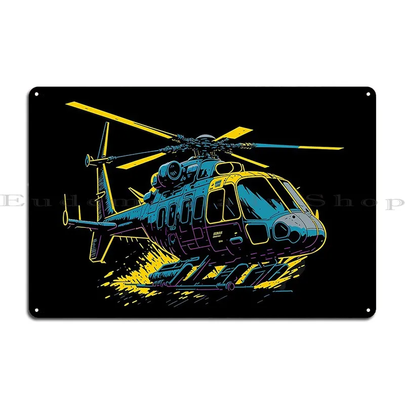 Retro Helicopter Adventure Metal Signs Printing Plates Vintage Wall Mural Decoration Tin Sign Poster