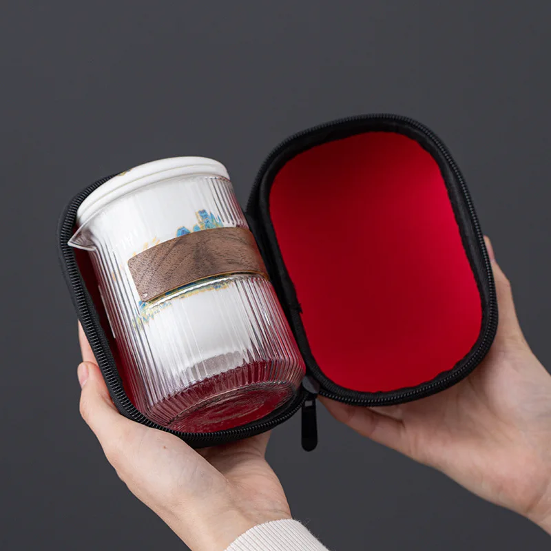 Travel Kungfu Tea Set Teapot Tea Cup Portable Bag Ceramic Quick Cup Outdoor One Pot Three Cup Business Gift