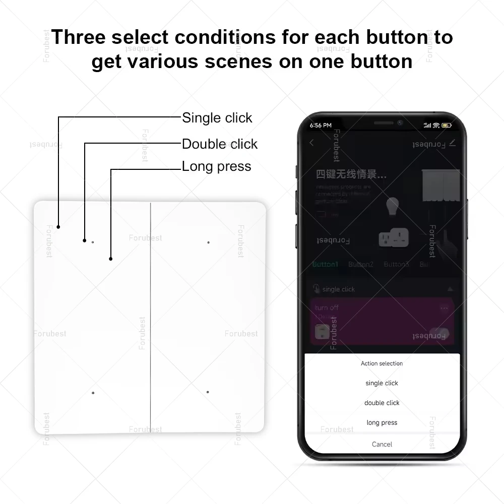 Slimme ZigBee-scèneschakelaar 4-voudige 12 scèneschakelaar Drukknopcontroller Automatisering Scenarioschakelaar voor Tuya Smart Zigbee-apparaten