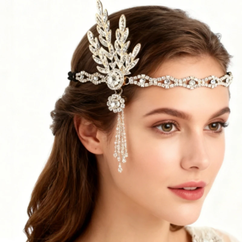 PESENAR "Élégance clapet des années 1920 : bijoux et couvre-chef en perles, parfait pour les rassemblements glamour rugissants des années 20".