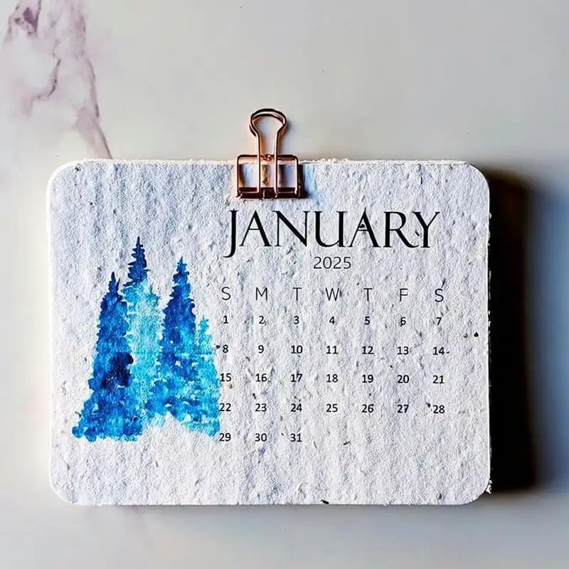 2025 Plantable Seed Calendar Desk Calendar Week Month Date Display Calendar Creative Art Calendar For Home Table Decorations