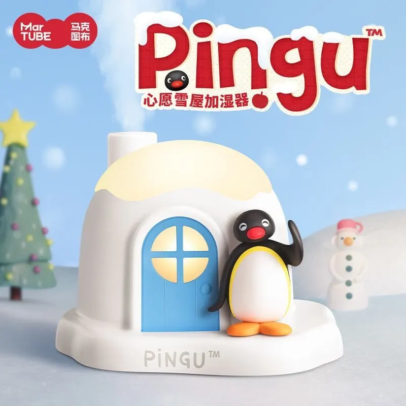 

Martube Bew Pingu Snowhouse Humidifier Figurines Desktop Ornaments Kawaii Pingu Anime Peripheral Humidifier Decor Holiday Gifts
