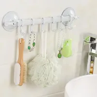 1 PC Bathroom Hanger Hooks Durable Wall Vacuum Rack Suction Cup 6 Hooks Towel Bathroom Kitchen Holder Sucker Hanger Storage