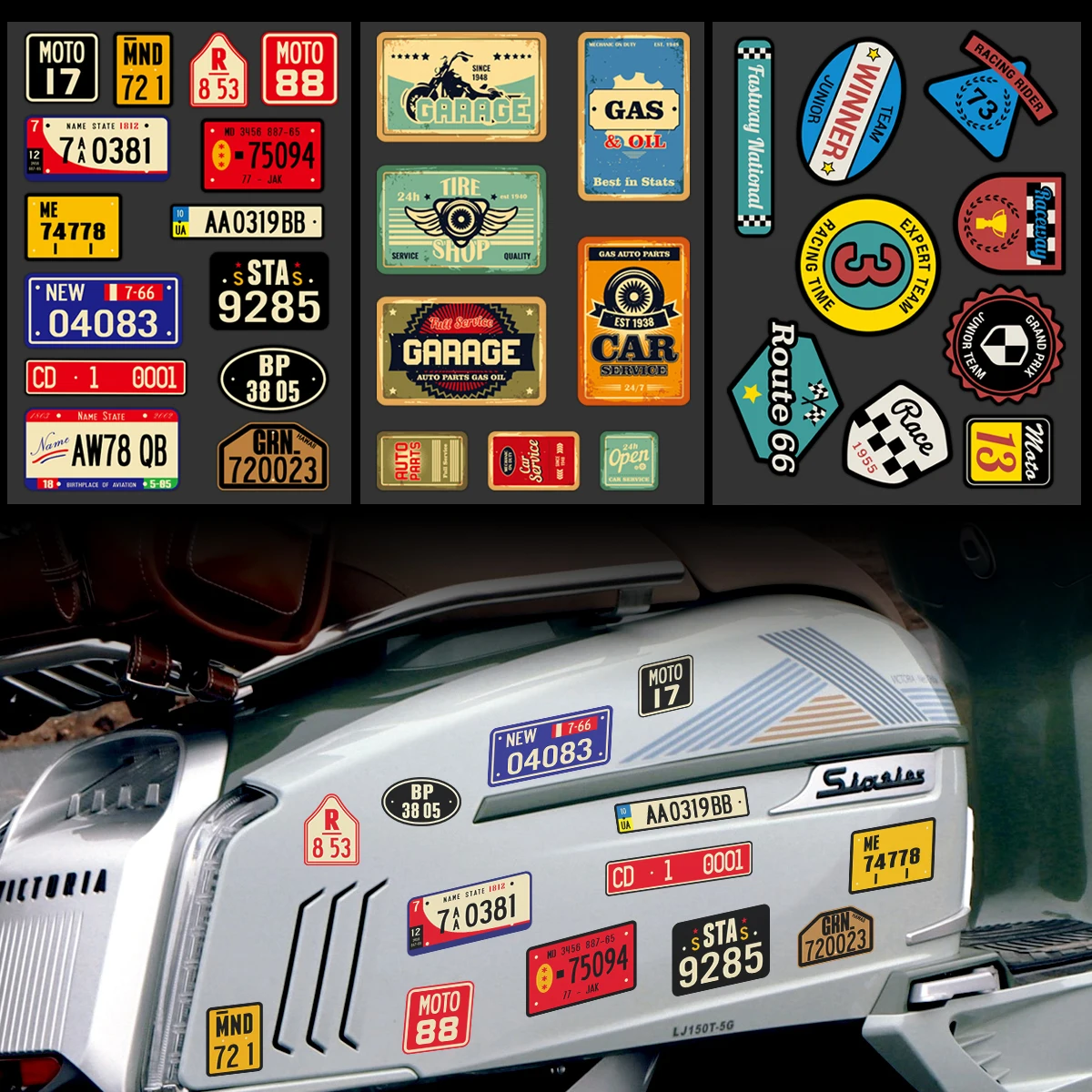 

Светоотражающий набор для мотоцикла в стиле ретро, наклейки для мотоцикла, скутера, топливный бак, шлем, виниловые наклейки, аксессуары для Yamaha Honda