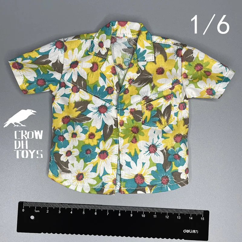 1/6 Men Soldier T-Shirt Harajuku Hawaiian Beach Holiday Shirt Floral Print Shirts Tops For 12'' Action Figure Body view 4