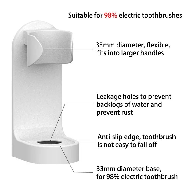 1/3pcs Electric Toothbrush Holder Traceless Toothbrush Stand Rack Wall-Mounted Bathroom Adapt 90% Electric Toothbrush Holder image 4