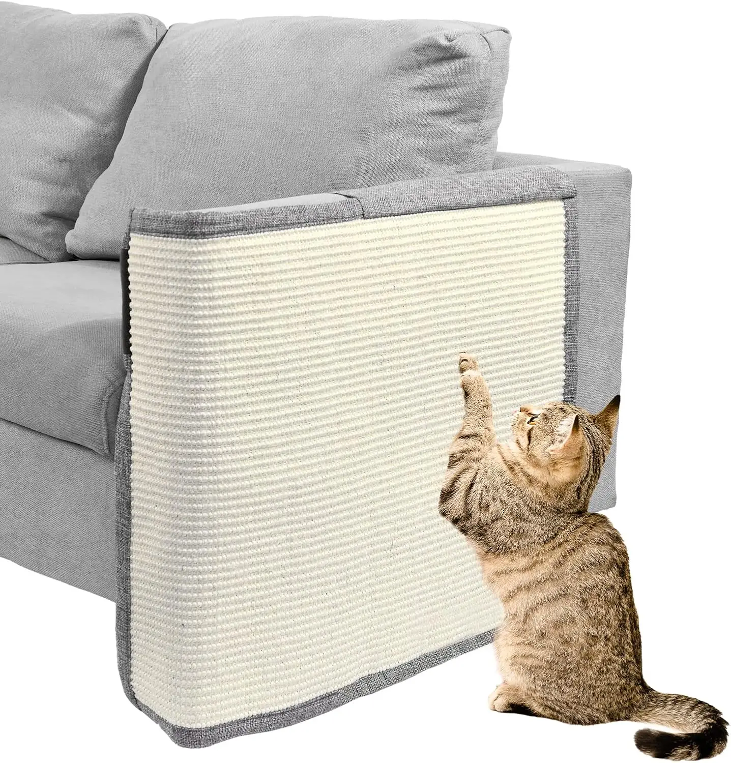 

Cat Scratch Couch Protector, Natural Sisal, 23.6"L x 19.7"W, Light Grey Left Hand
