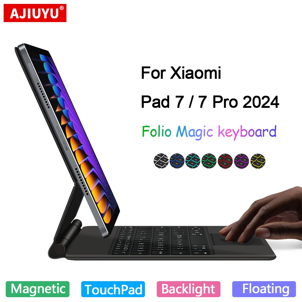 Backlit Magic Keyboard For Xiaomi Mi Pad 7 2024 MiPad 7 Pro 11.2 Inch mipad7 Pad7 Pro Magnetic Floating Design Trackpad Keyboard