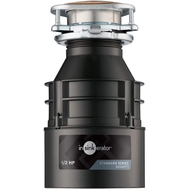 InsinkErator Badger Food Waste Disposer, 5 Eliminação de Lixo, Série Padrão, 1/2 HP, Alimentação Contínua, Preto, Conjunto de 1