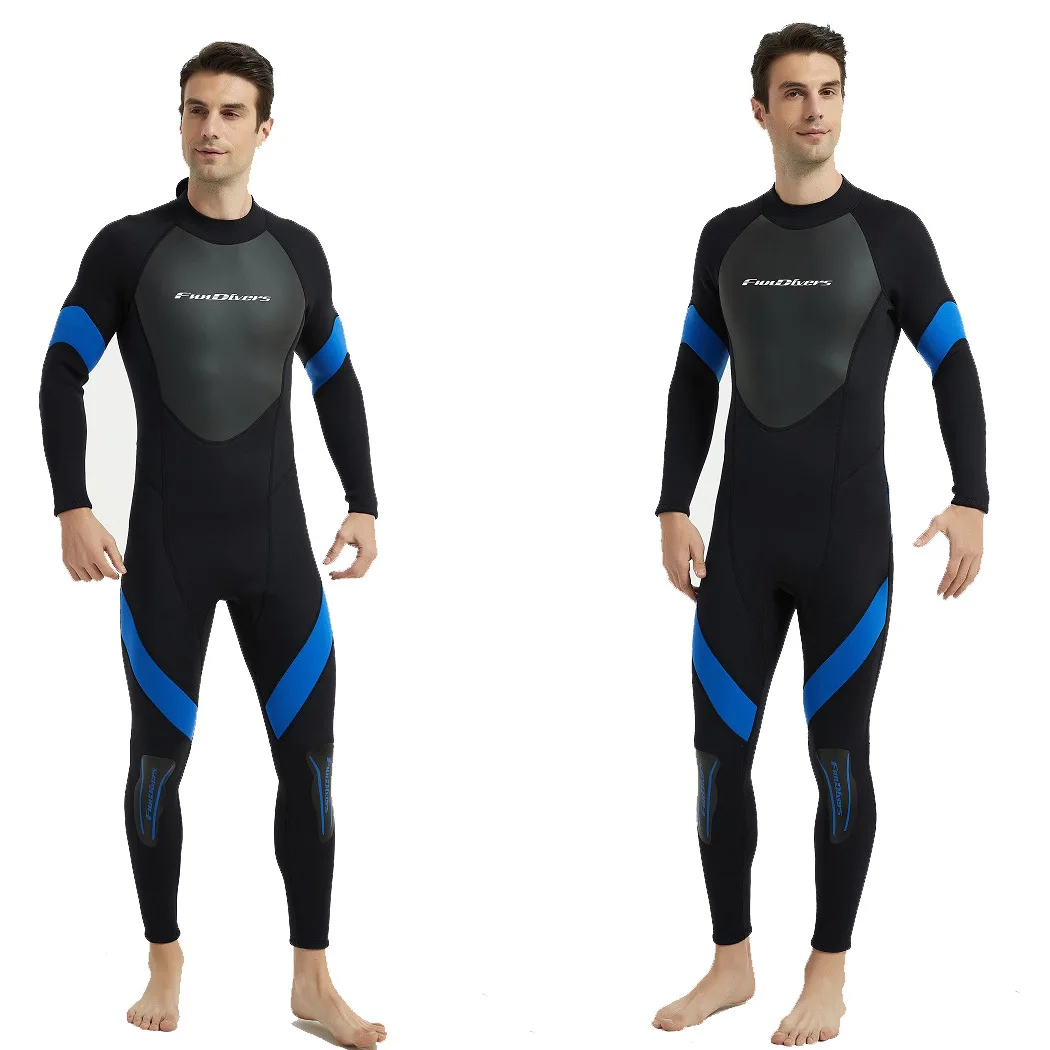 Mens Womens 3mm Neoprene Long Wetsuit, One-piece Diving Suit Back Zip Wetsuit for Scuba Diving Snorkeling Surfing Swimming