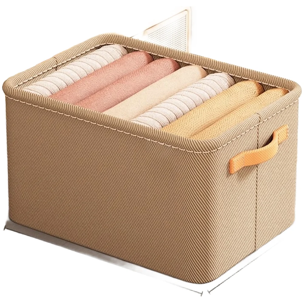 Steel Frame Foldable Storage Basket Non Woven Fabric For Clothes Organizer 35x25x22cm Khaki Smoke Gray Two Piece Set