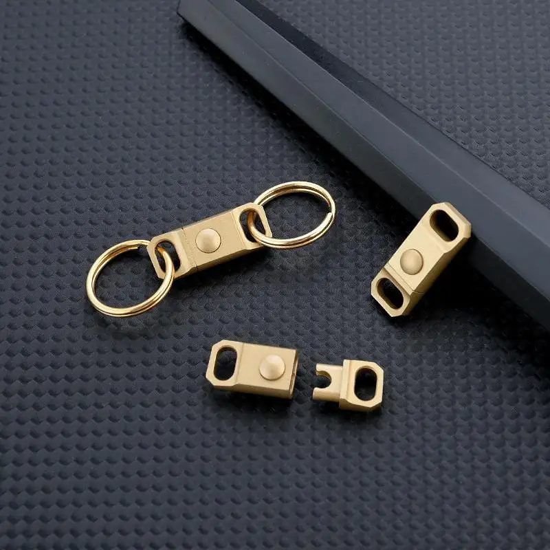 Brasss Quick Release Keyring EDC Connecting Buckle Double Headed Quick Pull Buckle 360 Rotating Buckle Mountaineering Buckle
