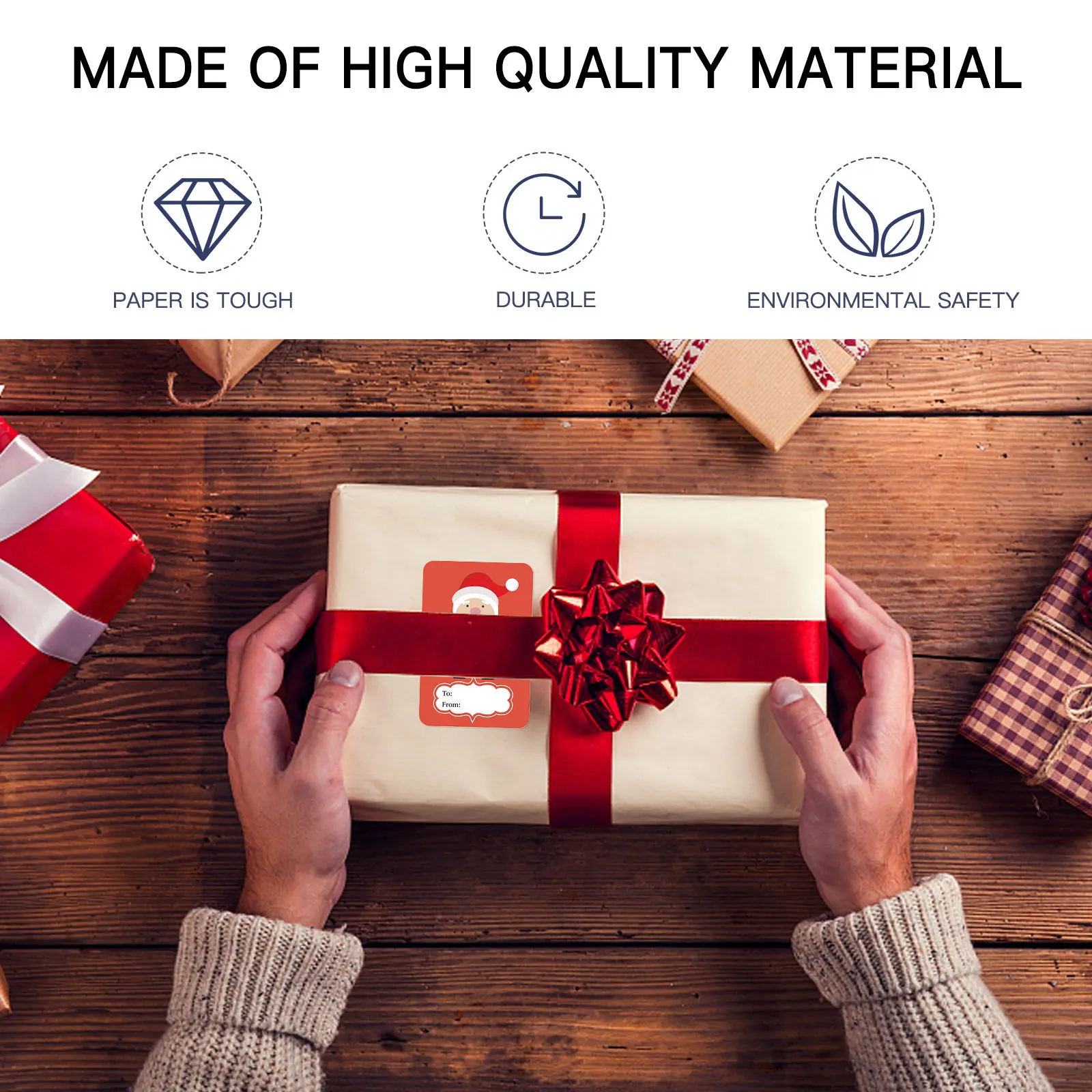 

Christmas Stickers Self Adhesive Gift Tags Holiday Labels for Present Decoration Sealing Envelopes Bags Craft Projects